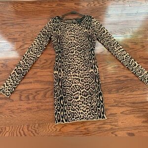 BCBGMaxAzria Leopard Print Dress - Black and Tan